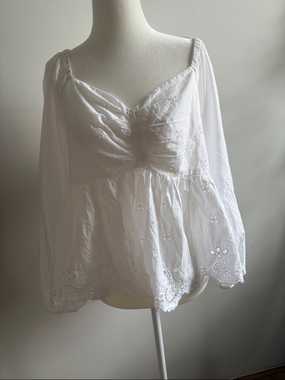 Old Navy White Eyelet Peasant Top